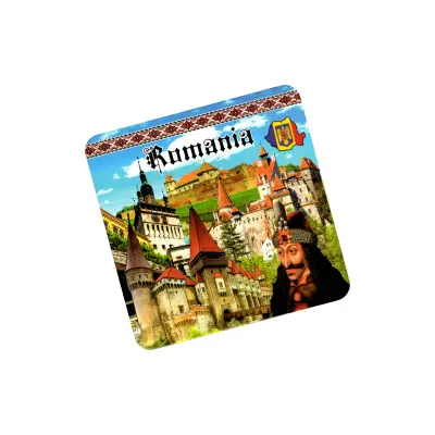 Castelul bran, vlad tepes, set 6 suporti coster din lemn, model a